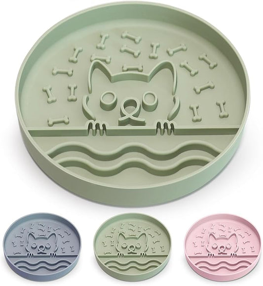 Slow Feeder Dog Bowl with Non-Slip Base, Silicone Puzzle Dog Food Bowl with Unique Design, Slow Feeding Bowl for All Types of Dogs Cats, Interactive Slow Eating, BPA-Free