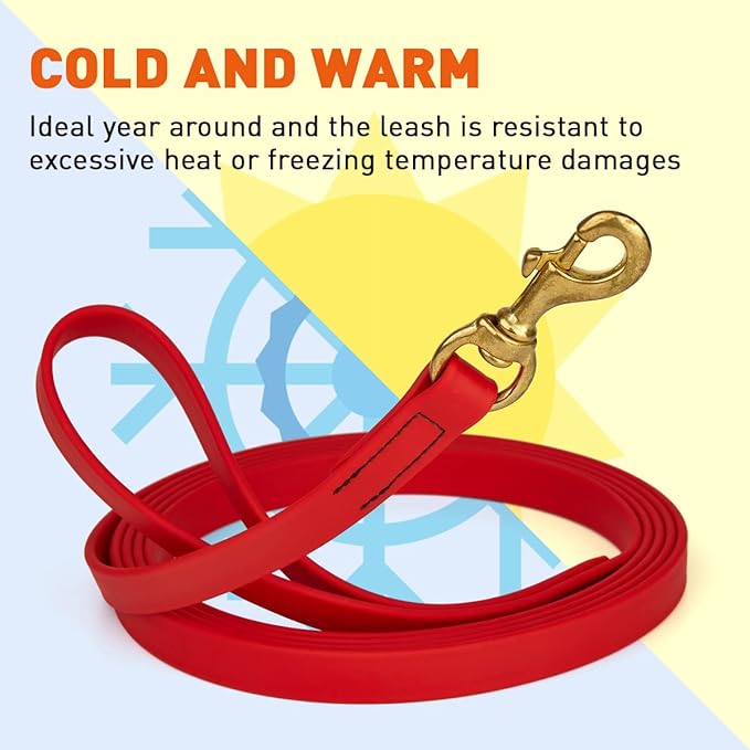 Viper K9 Biothane Working Dog Leash Waterproof Lead for Tracking Training Schutzhund Dog Sport and Search - Odor-Proof Long Line with Solid Brass Snap for Puppy Medium and Large - Water Friendly