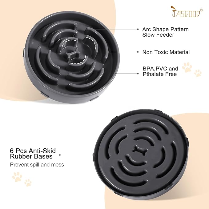 Slow Feeder Dog Bowls for Large Dogs Anti-Chocking Slower Feeder Dog Puzzle Bowl Pet Slow Eating Interactive Bloat Stop Dog Food Bowl JASGOOD,Light Grey,Large