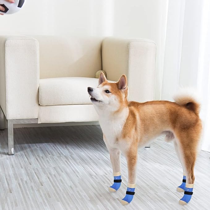 SCENEREAL 6Pcs Anti Slip Dog Socks to Prevent Licking Paws for Hot/Cold Pavement, Dog Grippy Socks for Hardwood Floors, Dog Shoes for Boots & Paw Protectors for Puppy Small Medium Large Senior Dogs