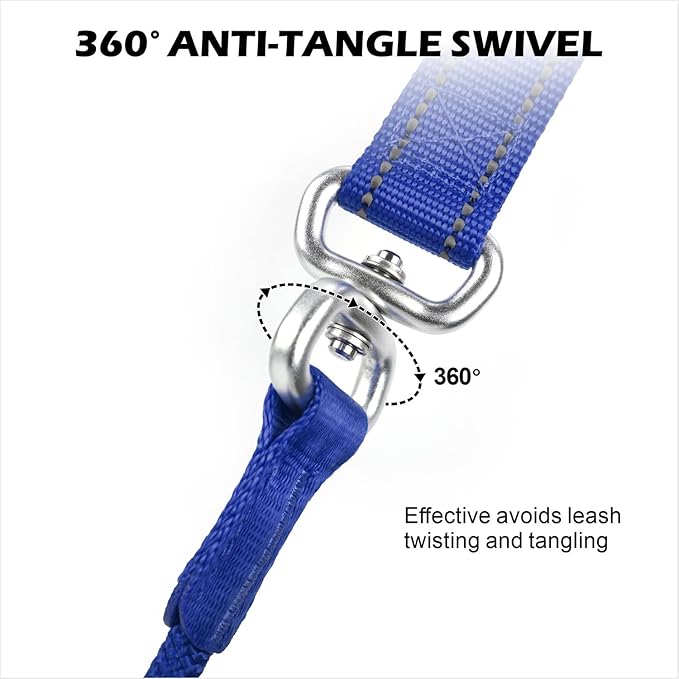 6FT Slip Lead Dog Leash with Double Padded Handle, Anti-Tangle Slip Leads for Dogs, Reflective Nylon No-Pull Training Leash for Small Medium Dogs, Navy Blue