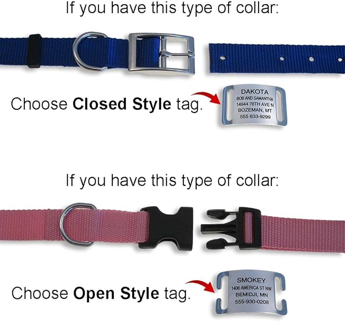 LuckyPet Slide-On Pet ID Tags - Personalized Dog Tags, Durable Stainless Steel, Noiseless, Suitable for Dogs & Cats, Fits 3/4 Inch Collars - Medium Plus, Closed Ends
