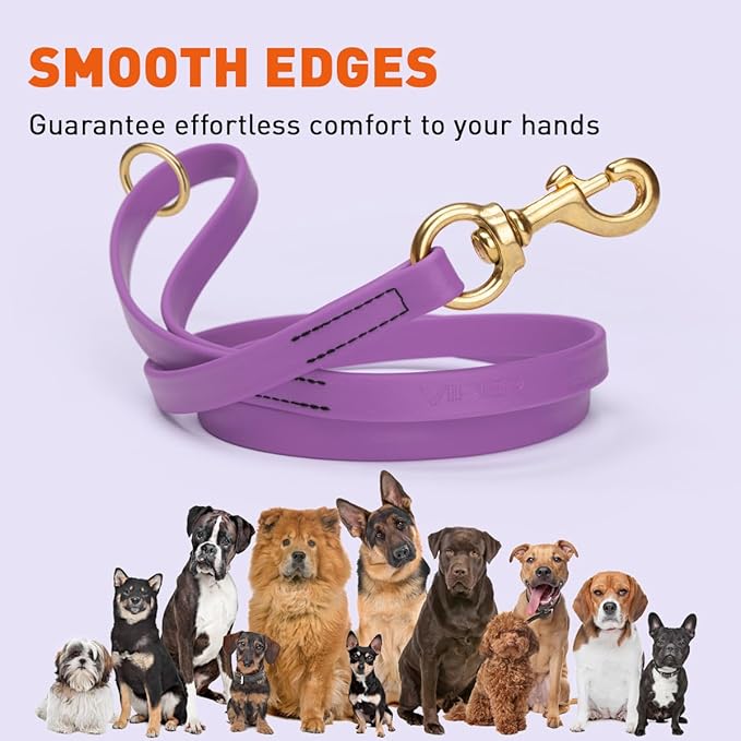Viper Biothane K9 Working Dog Leash Waterproof Lead for Tracking Training Schutzhund Odor-Proof Long Line with Solid Brass Snap for Puppy Medium and Large Dogs 6ft, Amethyst Purple