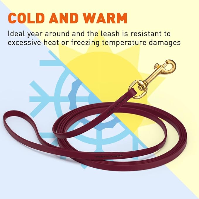 Viper K9 Biothane Working Dog Leash Waterproof Lead for Tracking Training Schutzhund Dog Sport & Search - Odor-Proof Long Line with Solid Brass Snap for Puppy Medium Large 3/8" x 20ft Merlot Burgundy