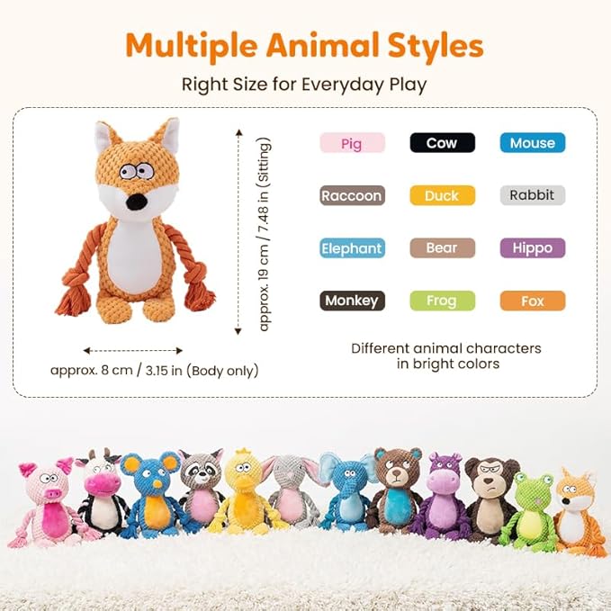 ANYSENT Plush Dog Chew Toys,2026 New Squeaky Dog Toy for Aggressive Chewers, Indestructible Dog Toy for Small Medium Large Dogs to Keep Them Busy Puppy Teething Toy (Cow)