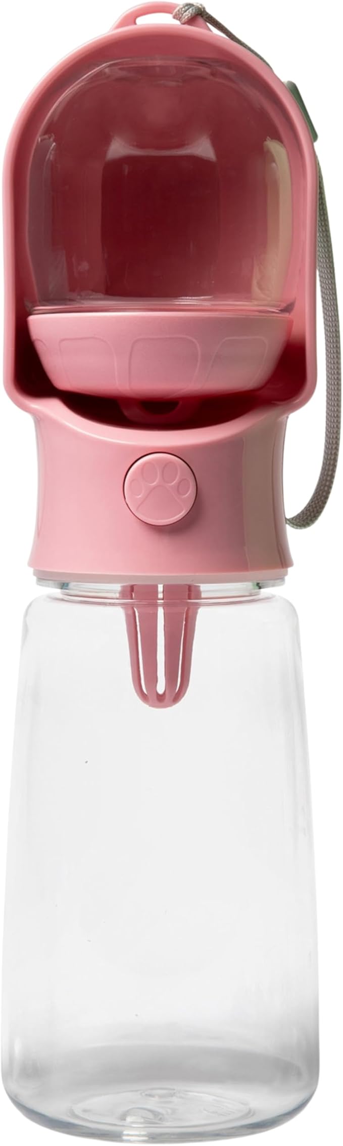 HappiTails Leak Proof Portable Dog Water Bottle with Bowl – Travel Pet Water Dispenser for Walking & Hiking – Food Grade Plastic – Choose from 3 Colors (Pink, 500 ml)