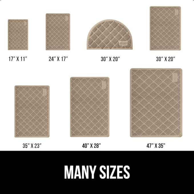 GORILLA GRIP Cat Litter Box Mat, 35x23, Water Resistant, US Designed Kitty Litter Trapping Mats, Easy to Clean, Scatter Control, Less Mess and Clean Floors, Kitten Supplies for Indoor Cats, Beige