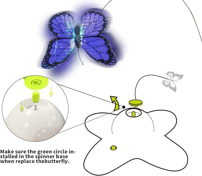 ALL FOR PAWS Interactive Butterfly Cat Toy, Automatic Cat Butterfly Wand Toys for Kitty, Electric Fluttering Butterfly Cat Teaser Toy for Indoor Cats