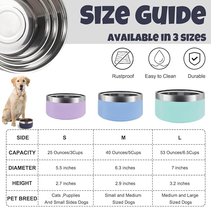 Personalized Stainless Steel Dog Cat Bowl with Name,Customized Laser Engraved Pet Bowl Non Slip for Water and Food 25oz,40oz,53oz(Mint Green)