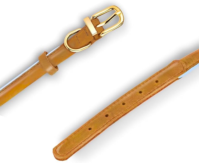 OOPSDOGGY Reflective Rolled Leather Dog Collar Adjustable Soft Padded Pet Collar for Small Medium Large Breed Dogs (Camel, XXL, 20"-24")