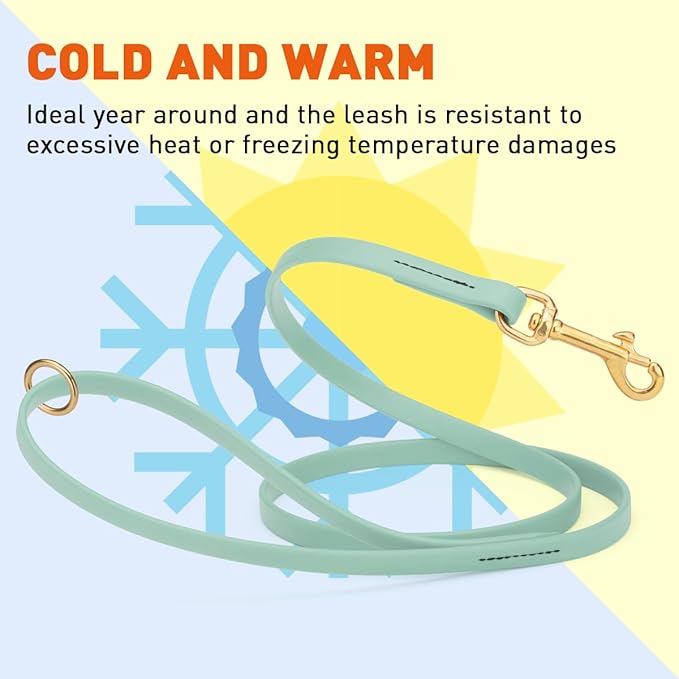 Viper Biothane K9 Working Dog Leash Waterproof Lead for Tracking Training Schutzhund Odor-Proof Long Line with Solid Brass Snap for Puppy Medium and Large Dogs 6ft, Sage Green