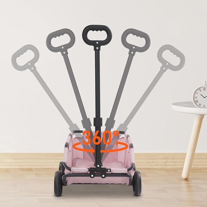 Dog Stroller,4 Wheels Folding Dog Cart Collapsible Wagon Pet Stroller for Travelling Shopping Walking Playing for Small Dogs Cats (Pink)