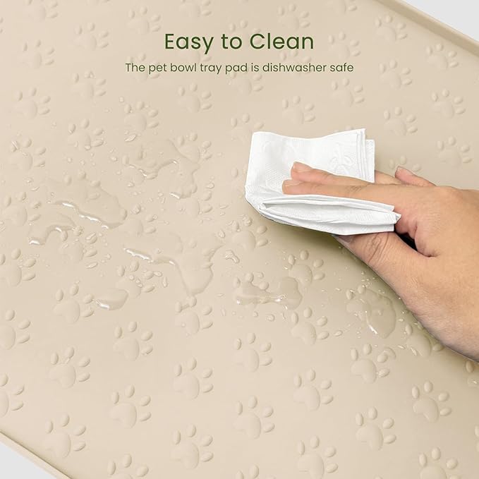 PWTAA Dog Food Mat Anti-Slip Silicone Dog Bowl Mat Thicker Pet Placemat Waterproof Cat Feeder Pad with Raised Edge Puppy Kitten Feeding Mats Suitable Small Medium-Sized Dogs Cats Eating Tray