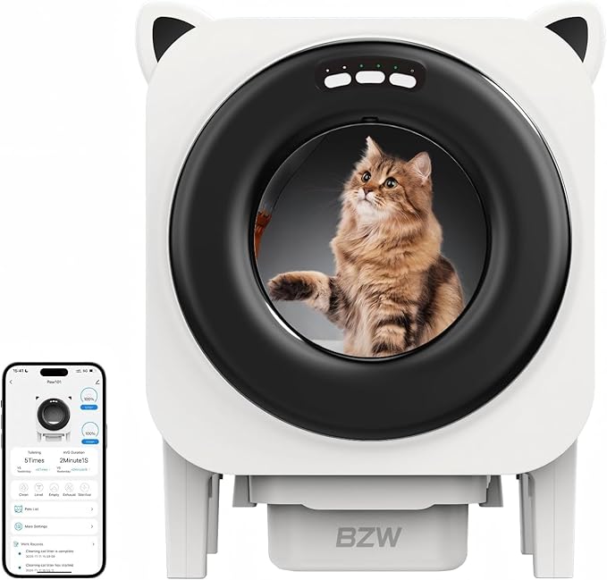 Self Cleaning Litter-Box for Multiple Cats with 76L Large Capacity,Automatic Litter Box with App Control and Safety Sensors Protection (Black)