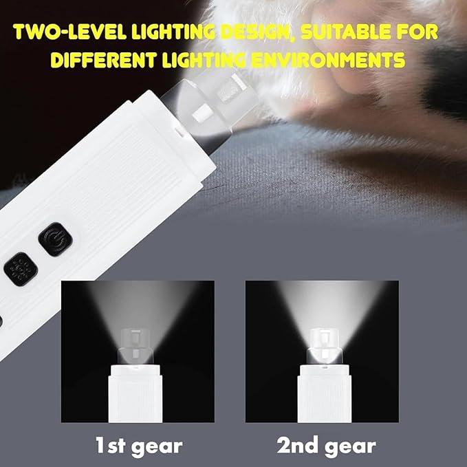 Cat Nail, Safe Cut Cat Nail Trimmer, Dog Nail Trimmers, Two Adjustable with 360° Grinding Settings, Low-Vibration Ultra-Quiet Under 40db ＆ Powerful Enough for All Cats ＆Dogs (White)