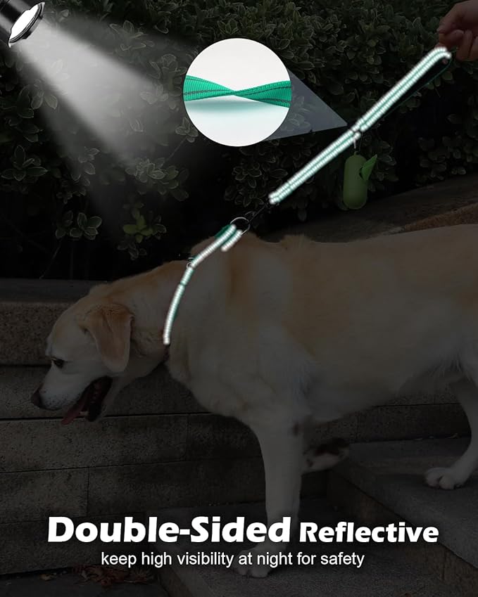 Joytale Strong Short Dog Leash 2FT, 1.2 Inch Wide, Heavy Duty, Padded Handle for Traffic Control, Reflective Leash for Medium and Large Dogs Walking Training, Teal