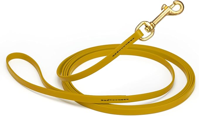 Viper Biothane K9 Working Dog Leash Waterproof Lead for Tracking Training Schutzhund Odor-Proof Long Line with Solid Brass Snap for Puppy Medium and Large Dogs, 20ft Treasure Gold