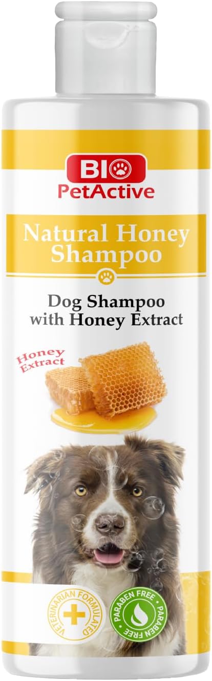 Bio PetActive Dog Shampoo with Natural Honey Extract | Clean and Sensitive Anti-Shedding Pet Shampoo for Dogs Skin & Coat Health | Paraben Free Formula, pH Balanced | 13.53 Fl oz