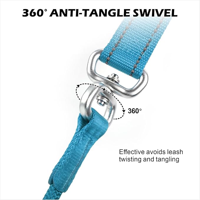 6FT Slip Lead Dog Leash with Double Padded Handle, Anti-Tangle Slip Leads for Dogs, Reflective Nylon No-Pull Training Leash for Small Medium Dogs, Sky Blue
