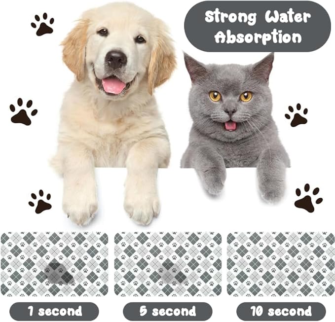 Dog Food Mats for Floors Waterproof, Dog Cat Water Bowl Mats Pet Feeding Absorbent Mat Dog Cat Pet Placemats for Food and Water Paw 17 * 30 inch