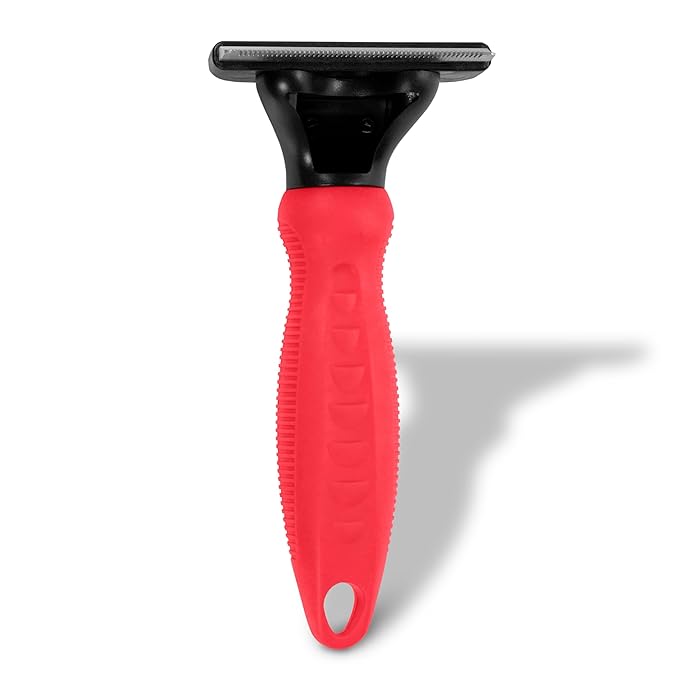 RYAN'S PET SUPPLIES Deshedding Tool, Red, Medium, Professional Dog Grooming Brush for Shedding, Pet Hair Remover, Fur Removal Brush for Medium and Long Pet Hair