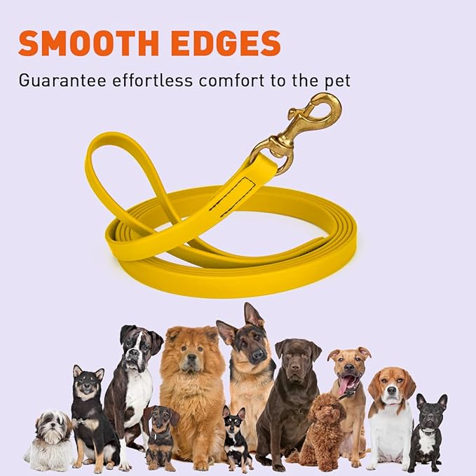 Viper K9 Biothane Working Dog Leash Waterproof Lead for Tracking Training Schutzhund Dog Sport & Search - Odor-Proof Long Line with Solid Brass Snap for Puppy Medium and Large 3/4" x 15ft Lemon Yellow