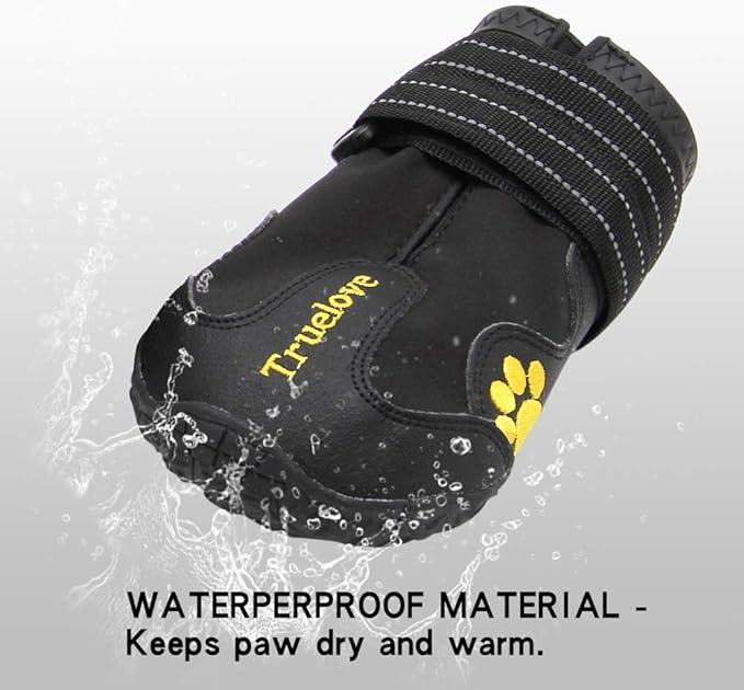 MOKCCI Truelove Dog Boots,Waterproof Pet Shoes with Reflective Straps for Paw Protectors Small Medium Large Dog Summer Winter Snow Outdoor Walking
