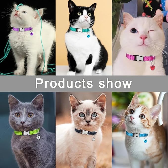 Light Blue Cat Collar with Bell, Reflective Nylon X-Small Puppy Collars Soft Adjustable Buckle for XXS XSmall Small Puppy Female Tiny Pets Dogs Boy Girl Kitten Yorkie Chihuahua XS