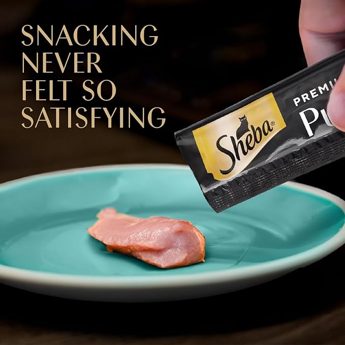 Sheba Premium Puree Cat Treats Lickable Seared Tuna Flavor, 0.49 oz. Tubes, 4 Count (Pack of 11) – Total 44 Count