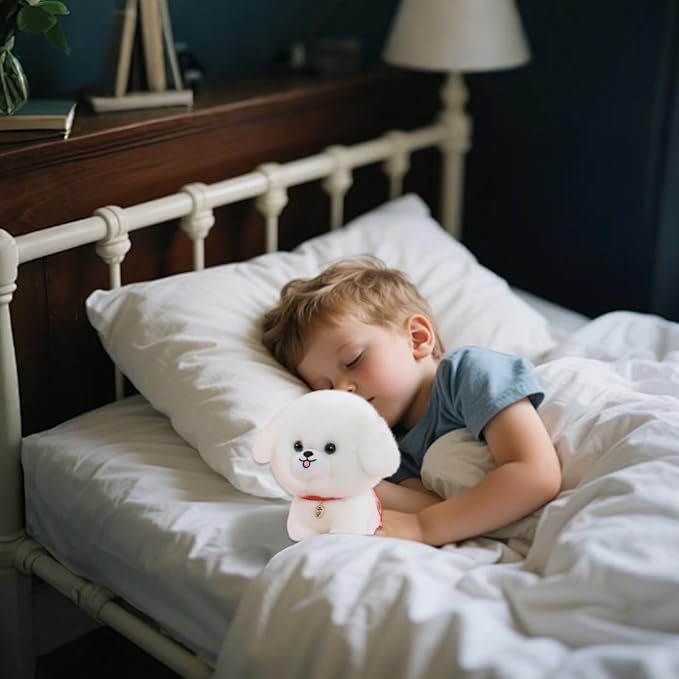 Sgqtqybk Dog Plush Toy Super Soft Puppy Stuffed Animal 8 Inch White Fluffy Plushie for Cuddling, Decor, Emotional Comfort