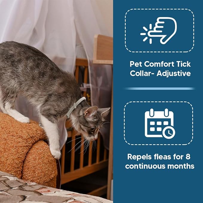 Flea Collar for Cats, Tick Collars for Cats,8 Months Protection,Plant Ingredients, Cat Flea Tick Collar -2P