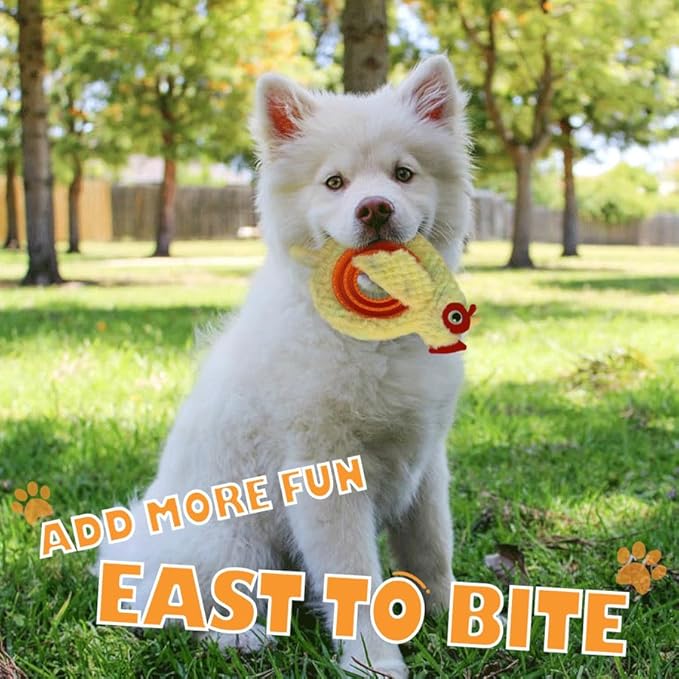 HUGEME Chicken Plush Tug of War Dog Toy, Stuffed Crinkle Dog Squeaky Toy with Slow Feeder Puppy Chew Toy for Small Medium Large Dogs