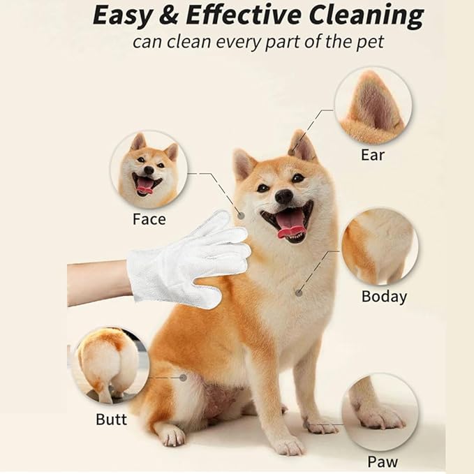 2025 New Rinse Free Dog Shampoo Mitts, Hypoallergenic Rinse Free Bathing Wipes for Dogs, 6 Packs, Portable Thick Pet Cleaning Grooming Gloves for Dogs and Cats (1PACK)