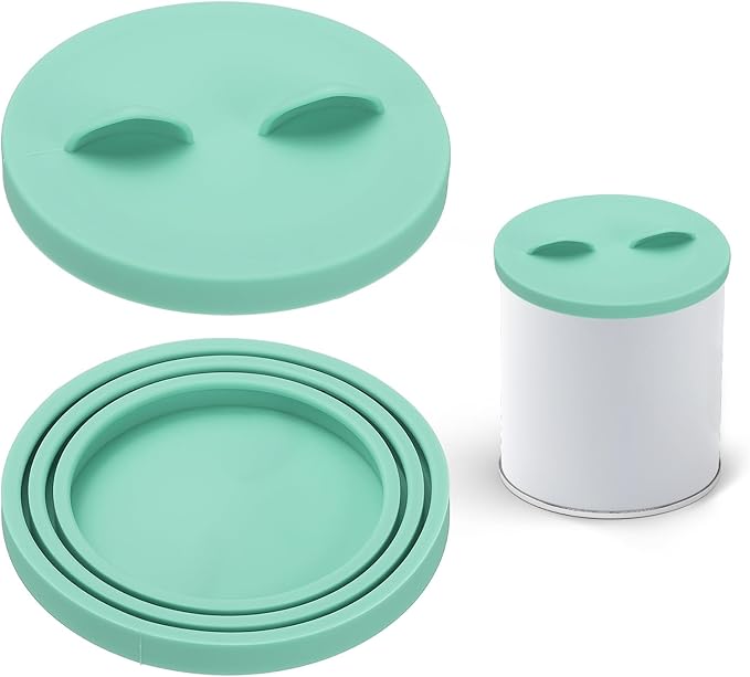 PETAXCELL Cat Food Can Covers Lids, Dog Food Can Lids with Cute Pet Ears Shaped Silicone Toppers One Fit 3 Standard Sizes, (Mint Green, 2Pcs), Intended for Dog/Cat/Pet Food Cans