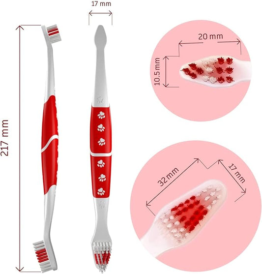 Pet Toothbrush for Dogs, Cats with Soft Bristles - Easy Teeth Cleaning & Dental Care, Non Slip Dual Head Dog Toothbrush for Medium & Large Pets, Toothpaste Not Included, Pack of 1