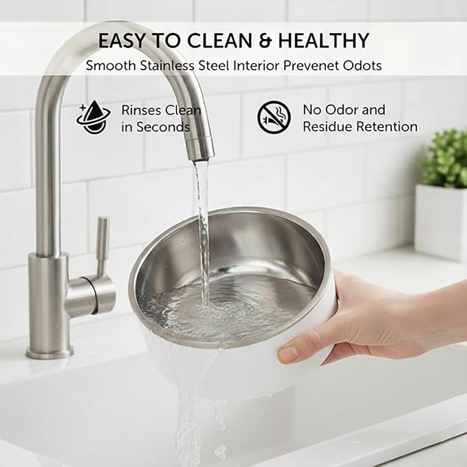 Dog Bowls, Stainless Steel Dog Food and Water Bowl for Small to Large Breed, Anti-Slip, Dishwasher Safer, Rust-Resistant, Easy to Clean, Weighted Durable Metal Bowl (White, 64 oz)
