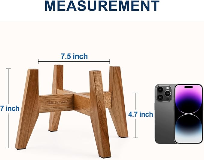 Dog Bowl Stand 7 inch High(Set of 2), Acacia Hardwood Elevated Stand, Raised Feeder for Small and Medium Dogs – Stand Only (Bowls Not Included)