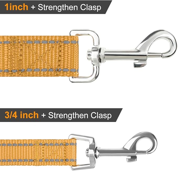 Joytale Double-Sided Reflective Dog Leash, 6 FT/5 FT/4 FT, Padded Handle Nylon Heavy Duty Leashes for Medium & Large Dogs Walking, Khaki, 6FT