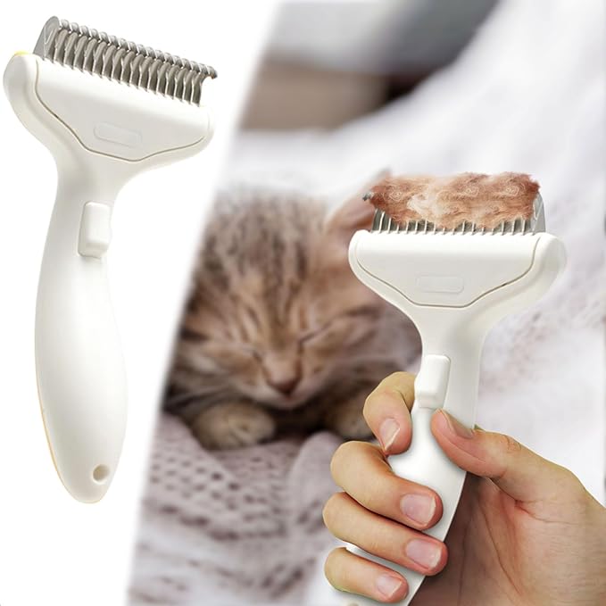 2026 Upgrade Cat Grooming Brush Self Cleaning, Self Cleaning Slicker Brush Small for Dog & Cat, Pet Grooming Deshedding Tool for Detangling & Dematting Long, Easy To Clean Loose Undercoat (White#G)