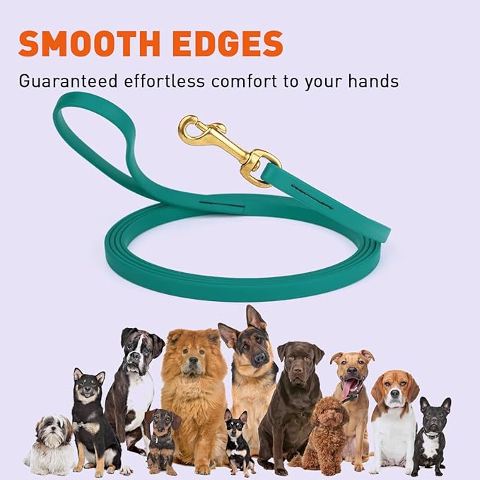 Viper K9 Biothane Working Dog Leash Waterproof Lead for Tracking Training Schutzhund Dog Sport & Search - Odor-Proof Long Line with Solid Brass Snap for Puppy Medium and Large 1/2" x 15ft Blue Aqua