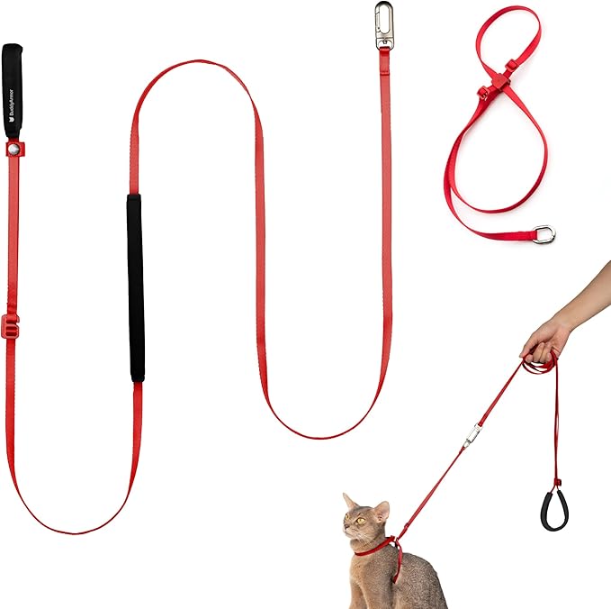 Cat Harness and Leash Set, Escape Proof Cat Harness Lightweight Leash with Padded Handle Adjustable Leash Harness for Kitten>4lbs Small Large Cats Walking Training (Vivid Red, M)