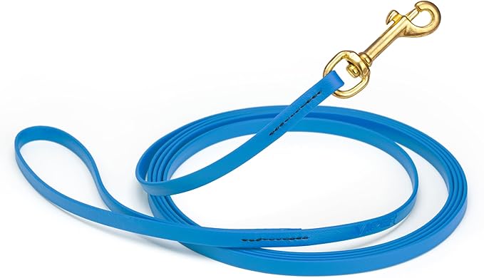 Viper Biothane K9 Working Dog Leash Waterproof Lead for Tracking Training Schutzhund Odor-Proof Long Line with Solid Brass Snap for Puppy Medium and Large Dogs, 20ft Cerulean Blue