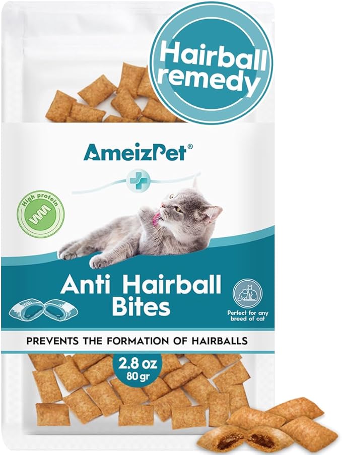 AmeizPet Anti Hairball Treats, Hairball Remedy for Cats, Cat Biscuits Hairballs Treatment - Crunchy Hairballs Cat Biscuits, 2.82 oz (80 g)