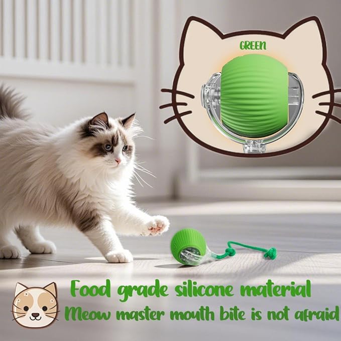 KumCinm Interactive Cat Toys Ball for Indoor Cats, Interactive Rolling Small Dog Cat Toys Automatic Self Moving, 360°,Electric Balls，Fast Rolling，Smart Automatic Rolling Pet Ball (Pink)