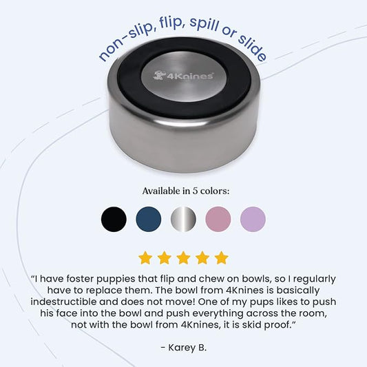 4Knines Stainless Steel Dog Bowl – Heavy Duty Non-Slip Large Pet Food and Water Bowl for Dogs and Puppies, Double-Walled, Spill Resistant, Rust Proof, Easy Clean, 64oz Capacity - Pink