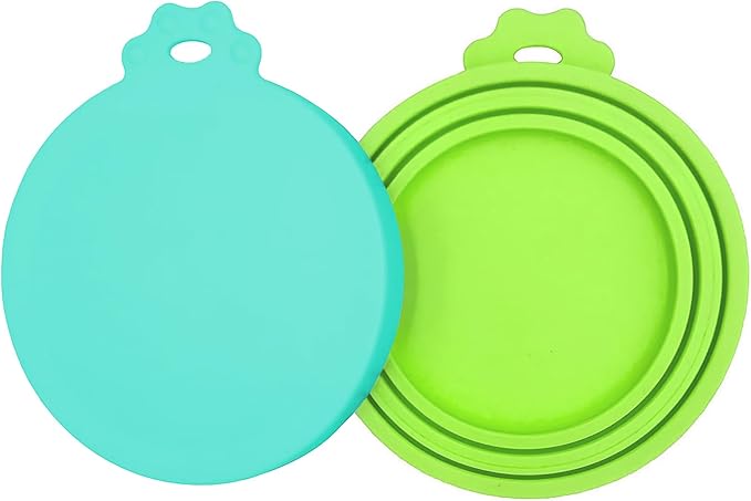 PWOD 2 Pack Pet Food Can Covers, Silicone Universal Can Lids for Dog & Cat Food, BPA Free, One Fit Most Standard Size Food Cans Teal/Green