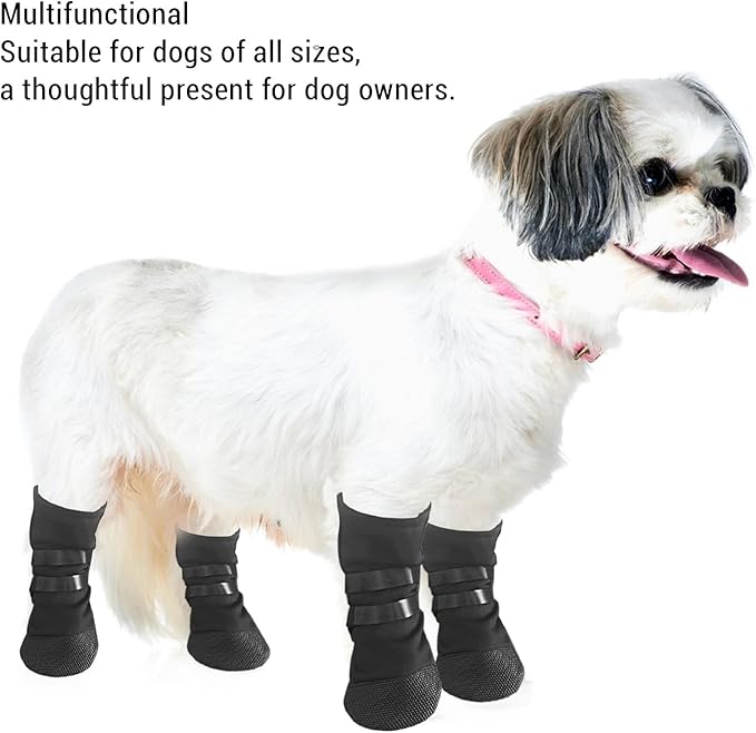 Dog Socks Anti Slip Soft Grip Socks Prevent Licking Protect Paws for Hardwood Floors Senior Dogs Polyester Cotton S Size 4Pcs