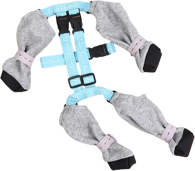 Waterproof Winter Dog Suspender Boots, Adjustable Non-Slip Snow Shoes with Harness for Puppy Outdoor Walking(S)