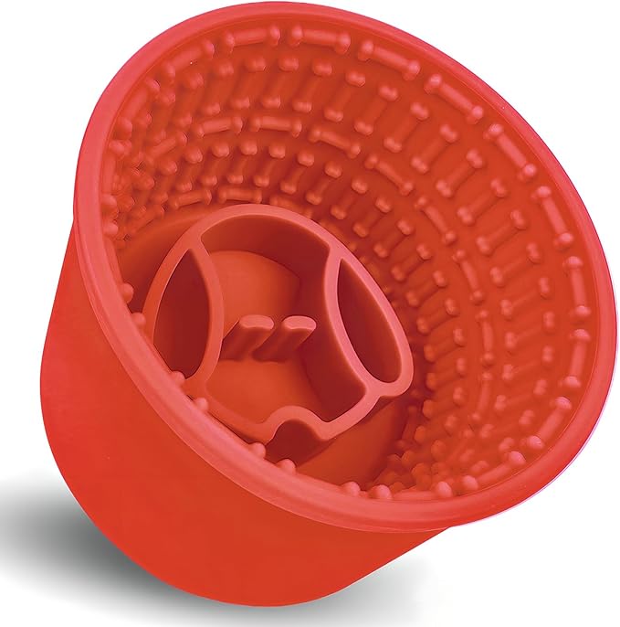 Large Silicone Slow Feeder Dog Bowls, Non-Slip Dog Slow Feeder Lick Bowl for Medium Large Breed, Enrichment Toys for Distraction, Anxiety Relief & Enrichment (Orange, 4.2 Cup)