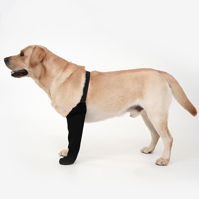 Dog Recovery Socks - Waterproof Paw Protectors with Non-Slip Sole | Post-Surgery Boots for Wound Protection | Anti-Licking Sleeves for Dogs (Black, M_Right)